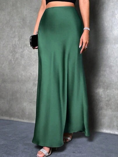 Luxurious Satin Mid Waist Skirt