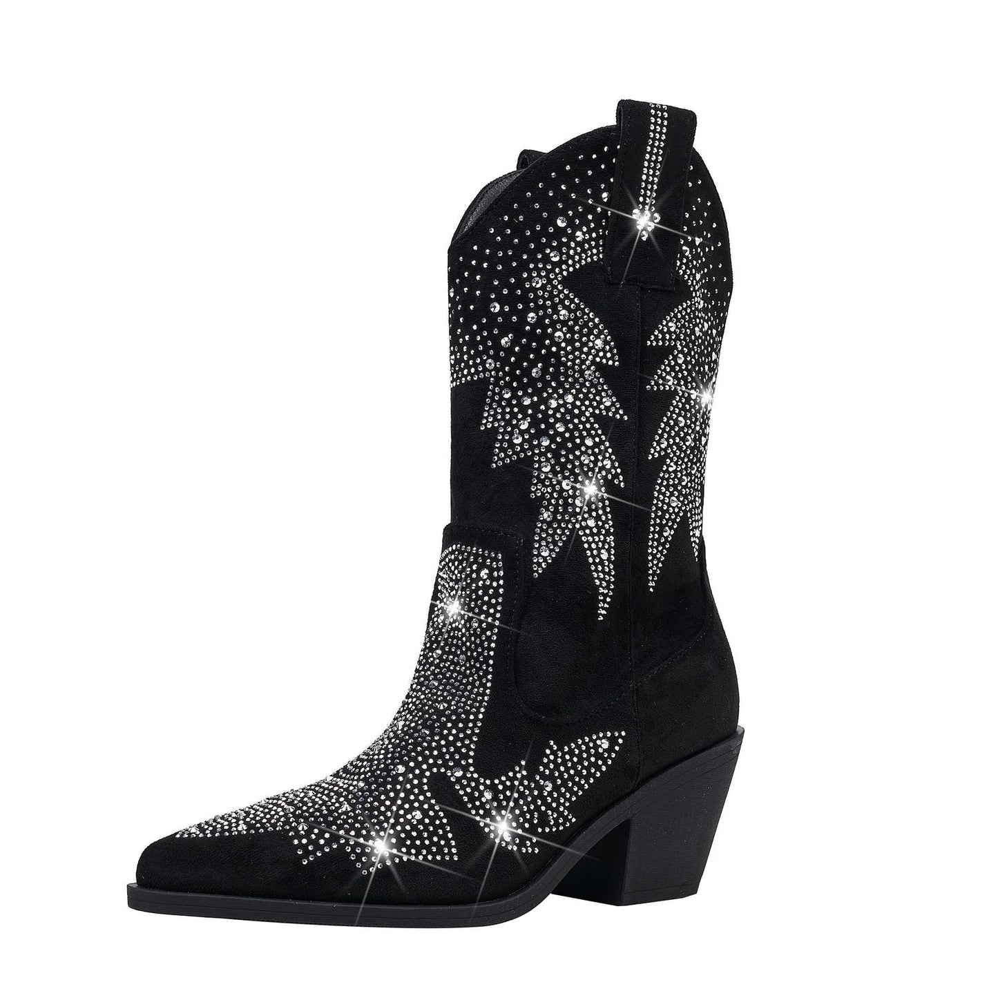 Shiny Ladies Mid Calf Cowboy Boots - OutfitLondon