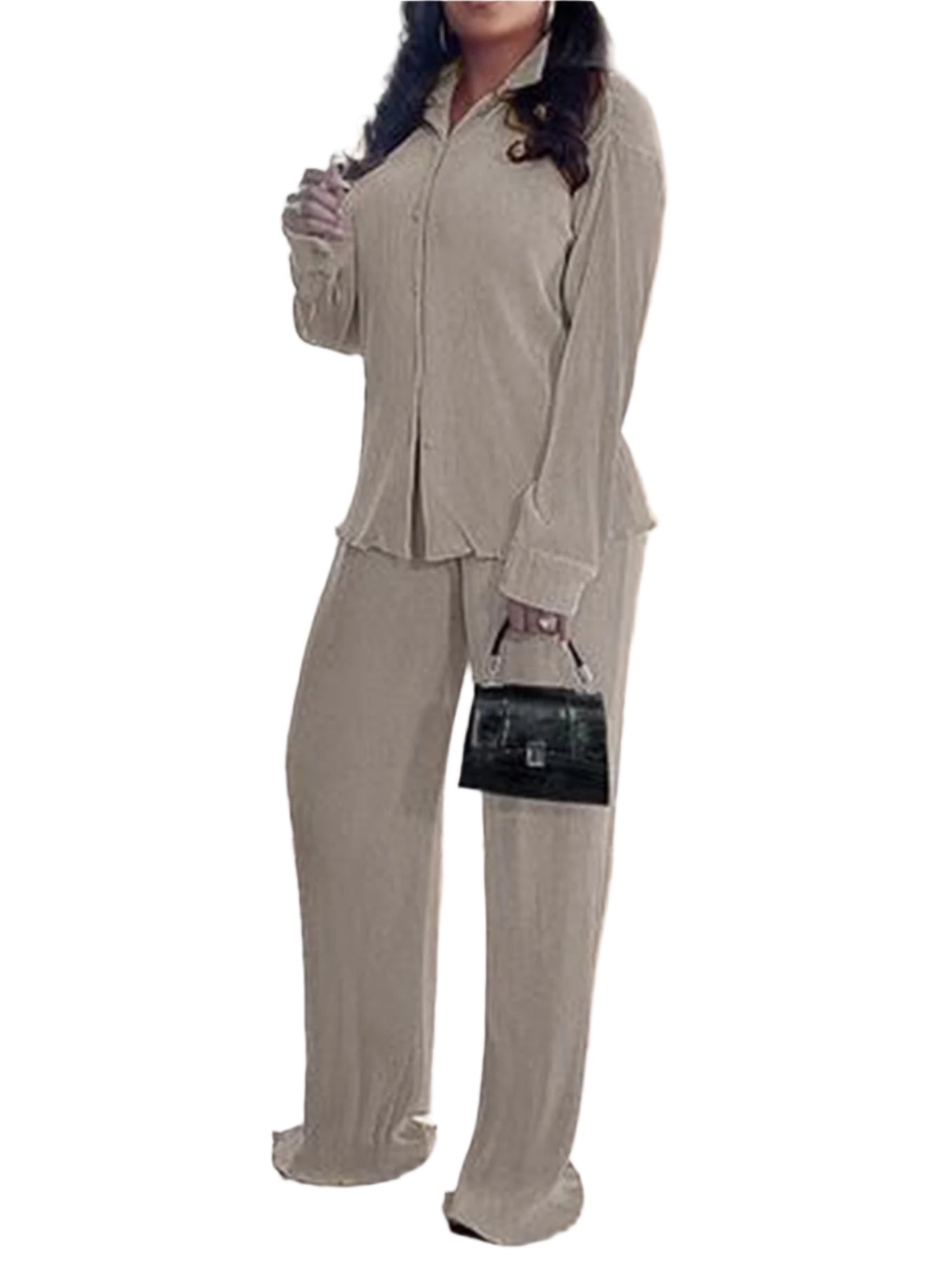 Women's Classic Collar Long Sleeve Pant Suit