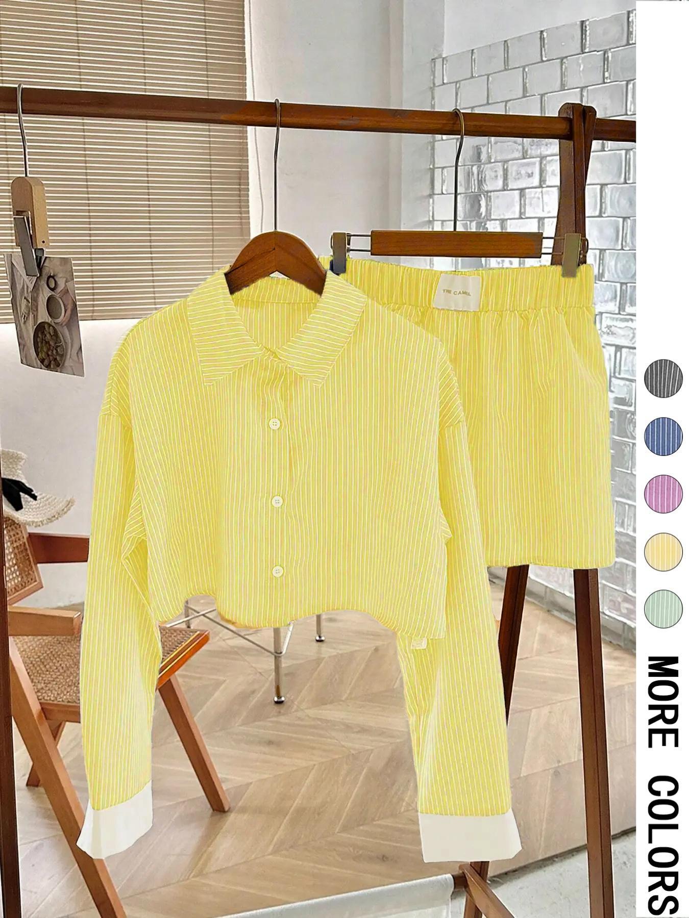 Relaxed Fit Long Sleeve Shirt and Pant Set