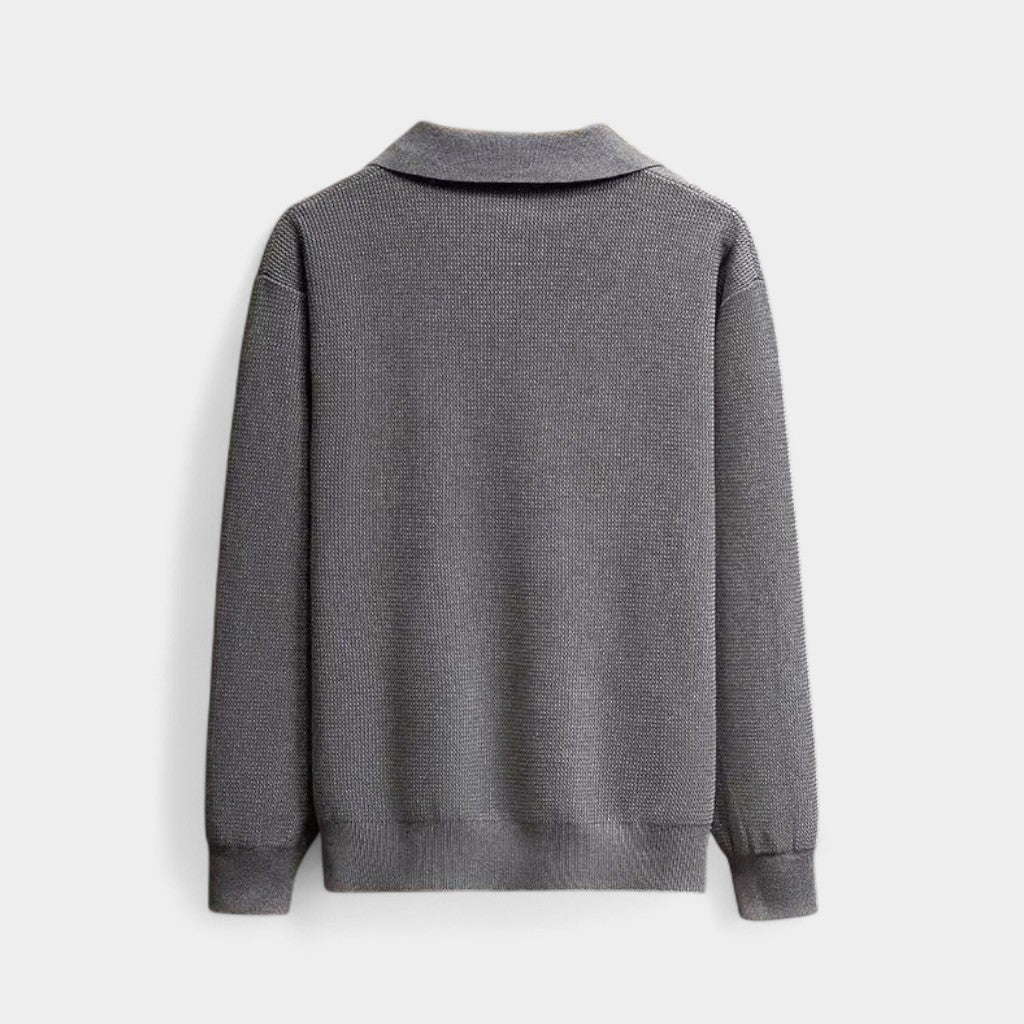 Traditional Mens Knit Polo Sweater Long Sleeve Classic Fit