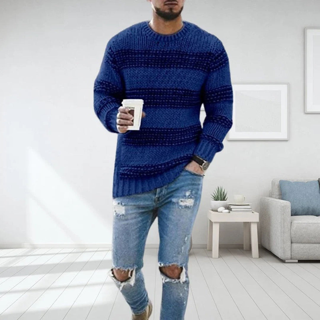 Warm Striped Crew Neck Men's Sweater