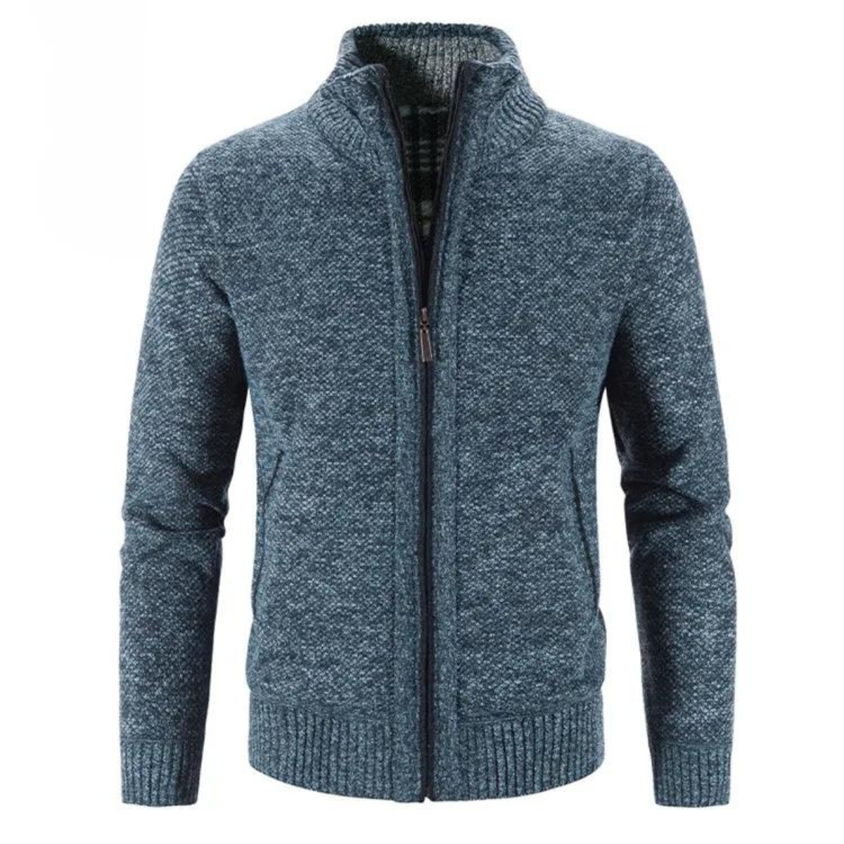 Men's Contrast Zip Up Knitted Sweater Cardigan