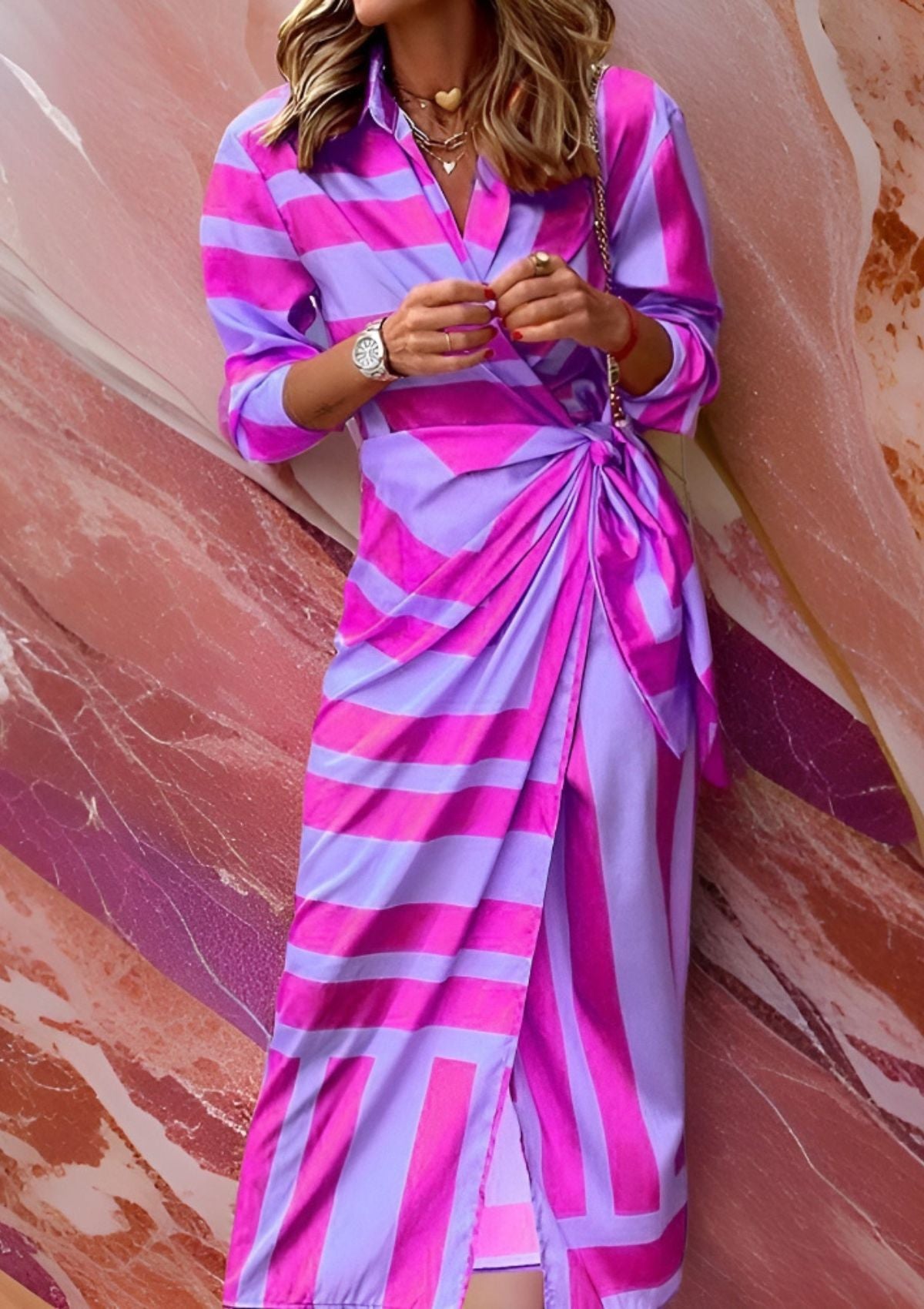 Timeless Floral Wrap Dress for Ladies
