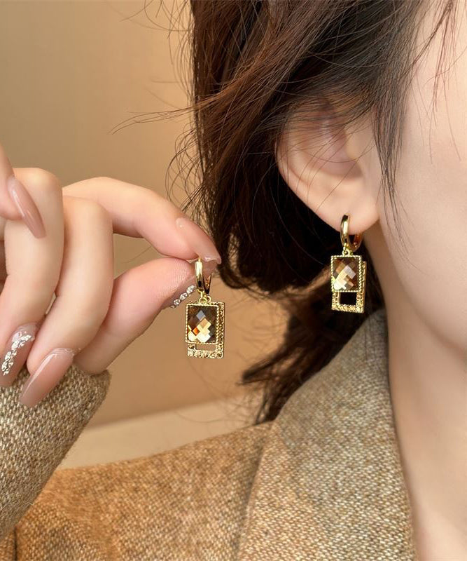 Women's Crystal Zircon Drop Earrings 3.2cm Elegant - OutfitLondon