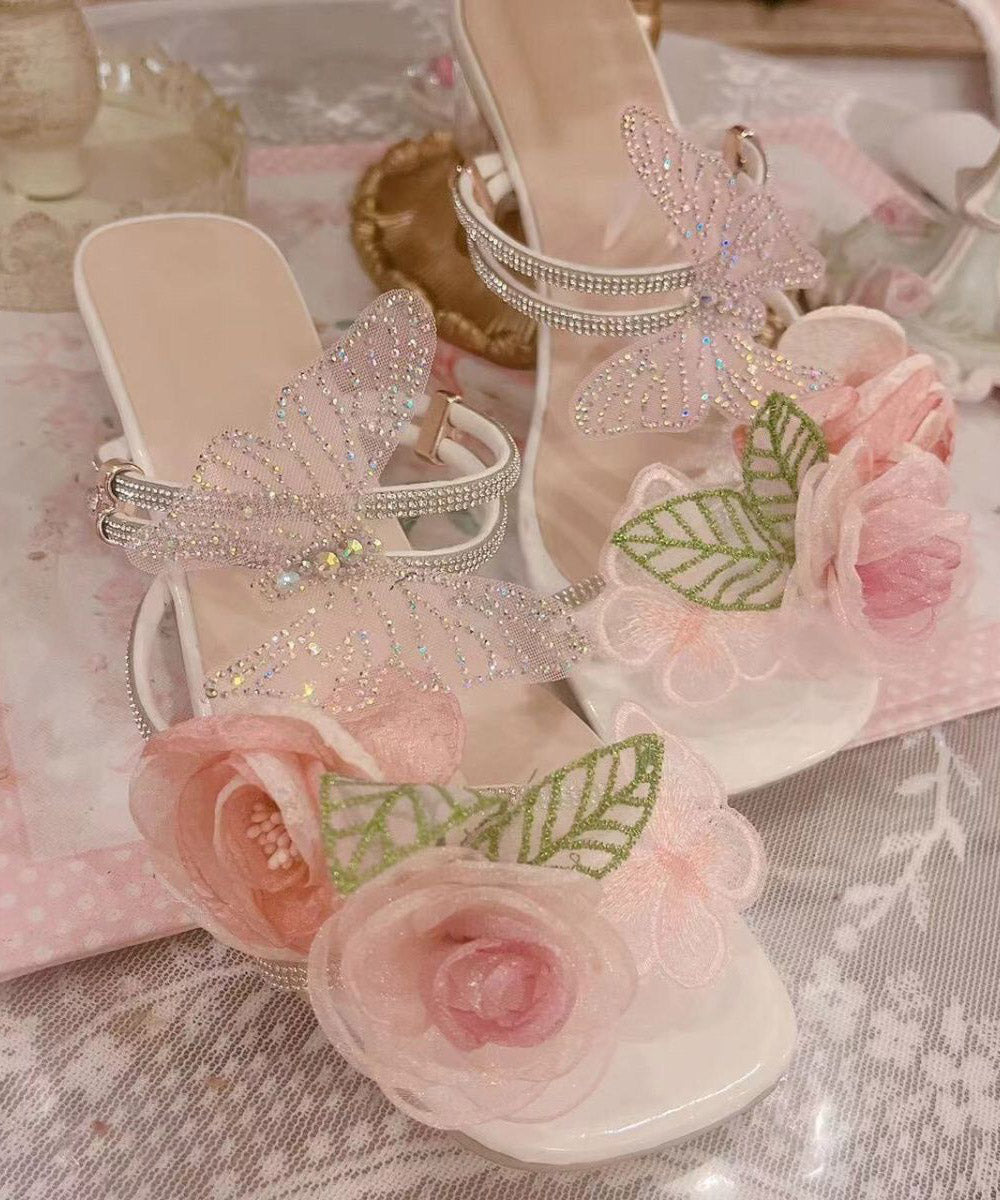 Women's Open Toe Sandals Butterfly Flower Zircon Cushioned - OutfitLondon