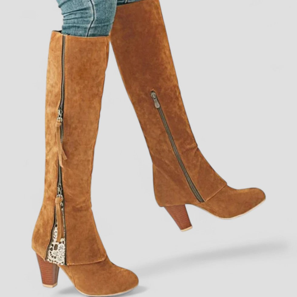 Comfortable High Heel Zip Boots for Ladies