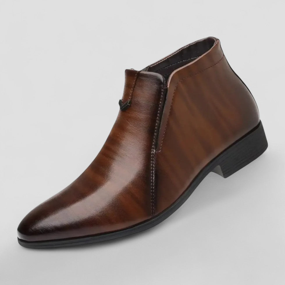 Comfortable Men's Leather Side Zip Ankle Boots