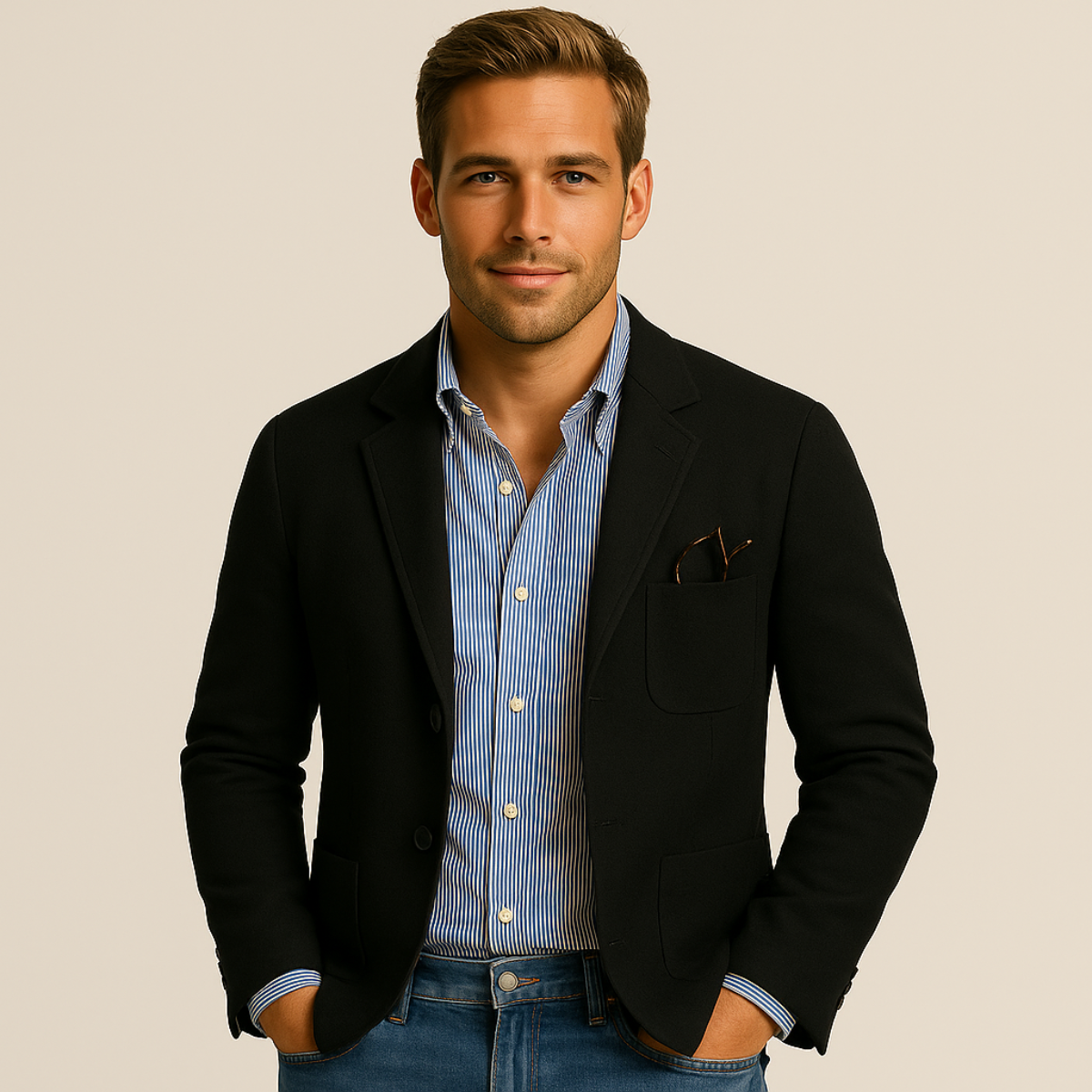 Men's Linen Blazer Beige