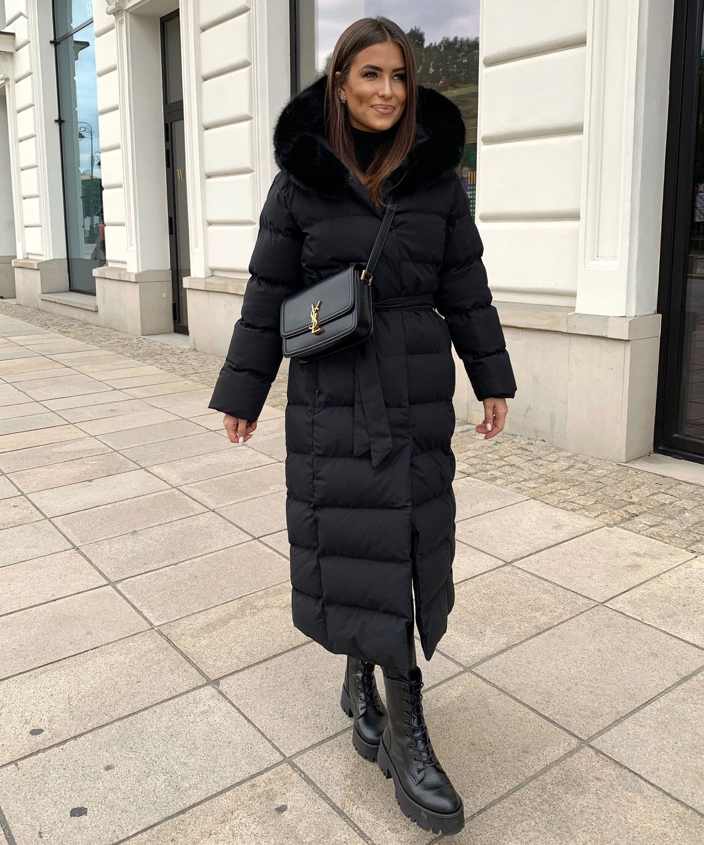 Warm Black Puffer Parka Coat