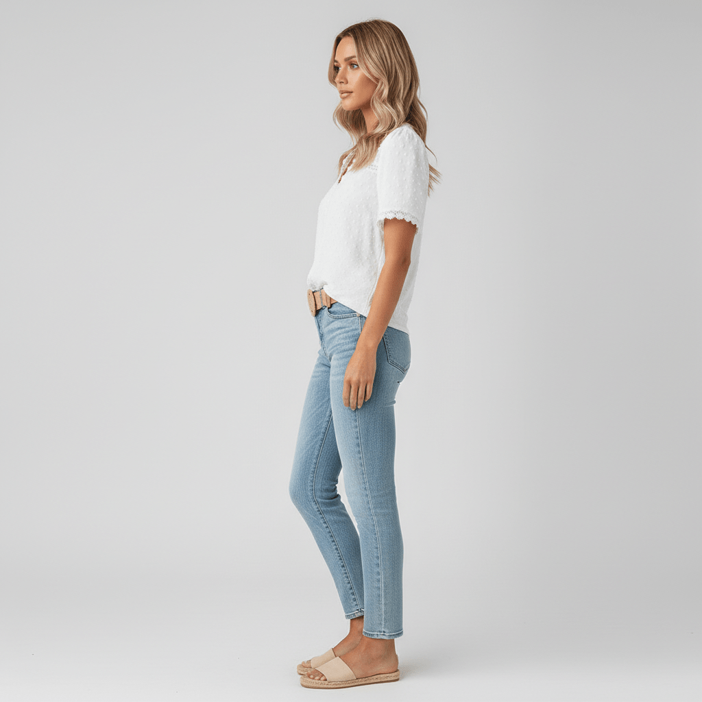 Elegant Lace Short Sleeve V Neck Top