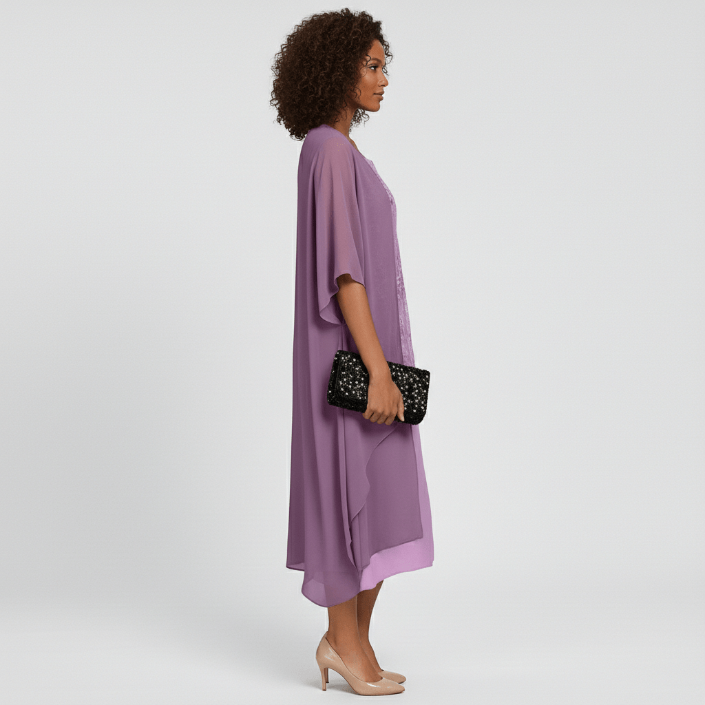 Women's Elegant Lace Dress and Lightweight Kimono Cardigan