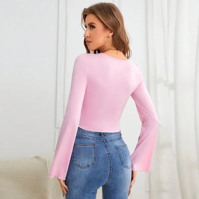Phoenix Top | Long Sleeve Neckline Fitted Top