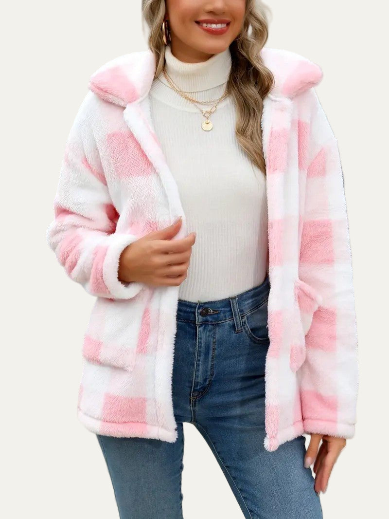 Soft Plaid Fleece Jacket for Women