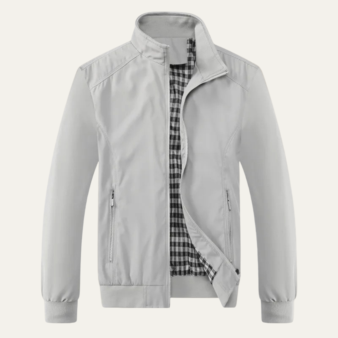 Warm Water Repellent Plaid Zip Up Jacket