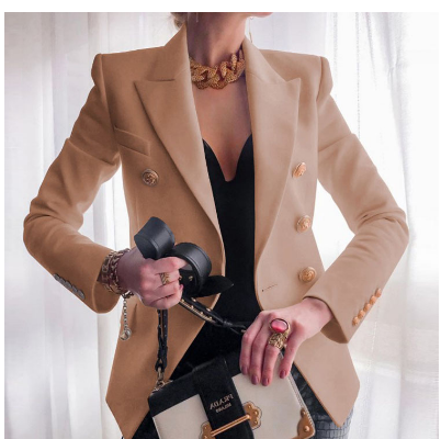 Classic Fit Double Breasted Gold Button Blazer
