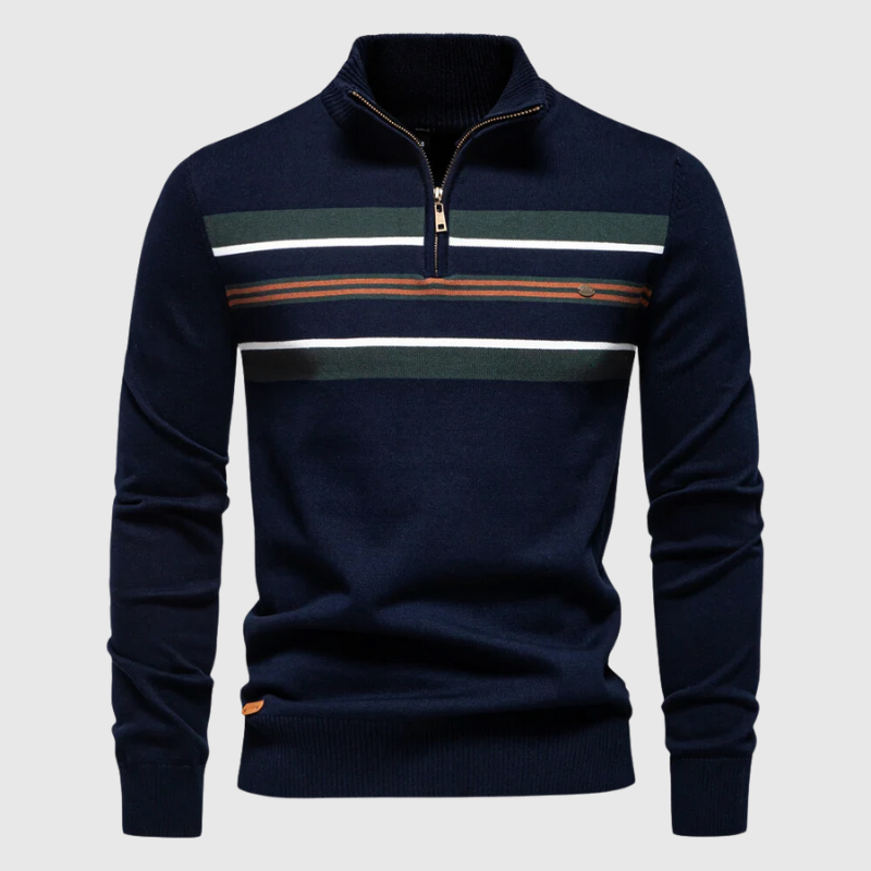 Trendy Colorblock Stripe Half-Zip Sweater