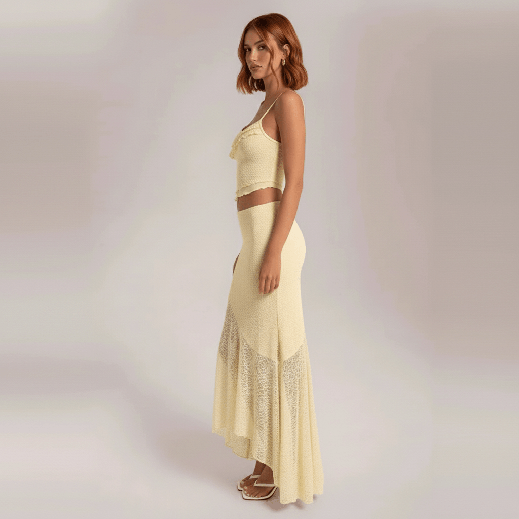 Bright Sunshine Yellow Floral Maxi Dress Set