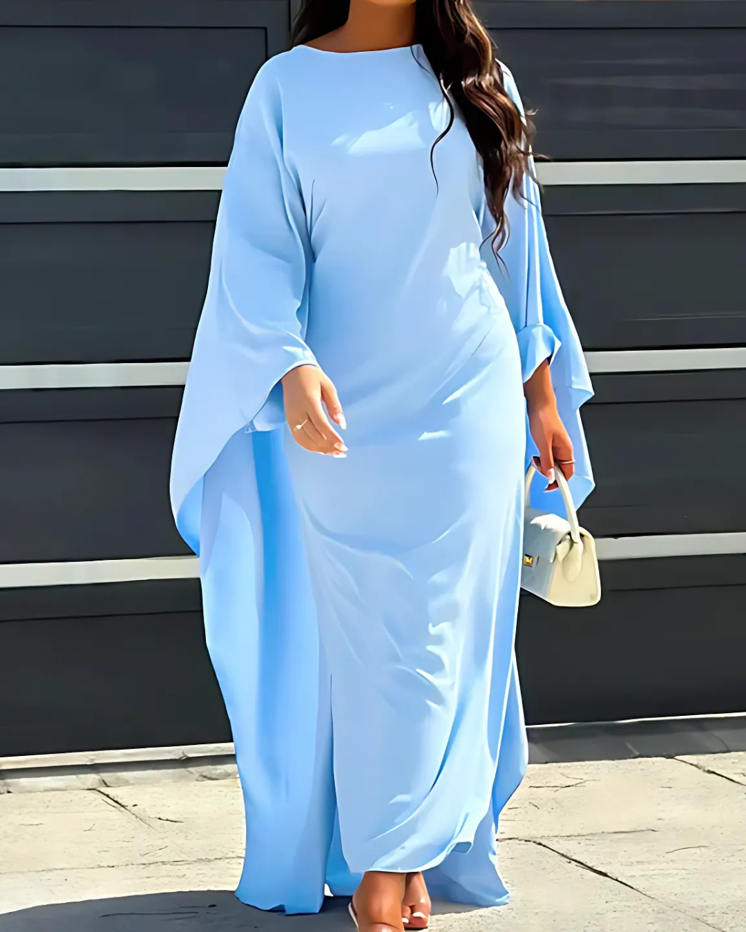 Women's Elegant Maxi Dress Draped Sleeves