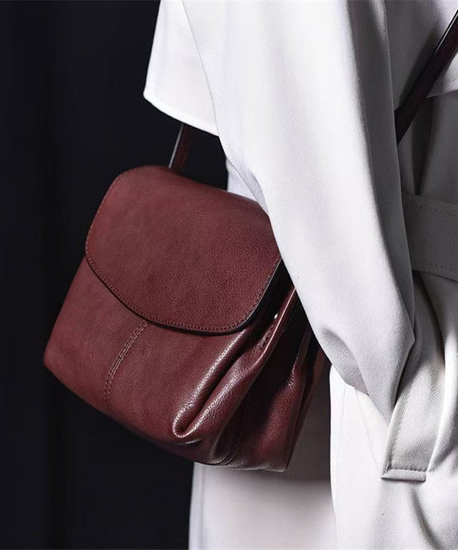 Retro Leather Crossbody Bag Chocolate Brown With Zipper - OutfitLondon