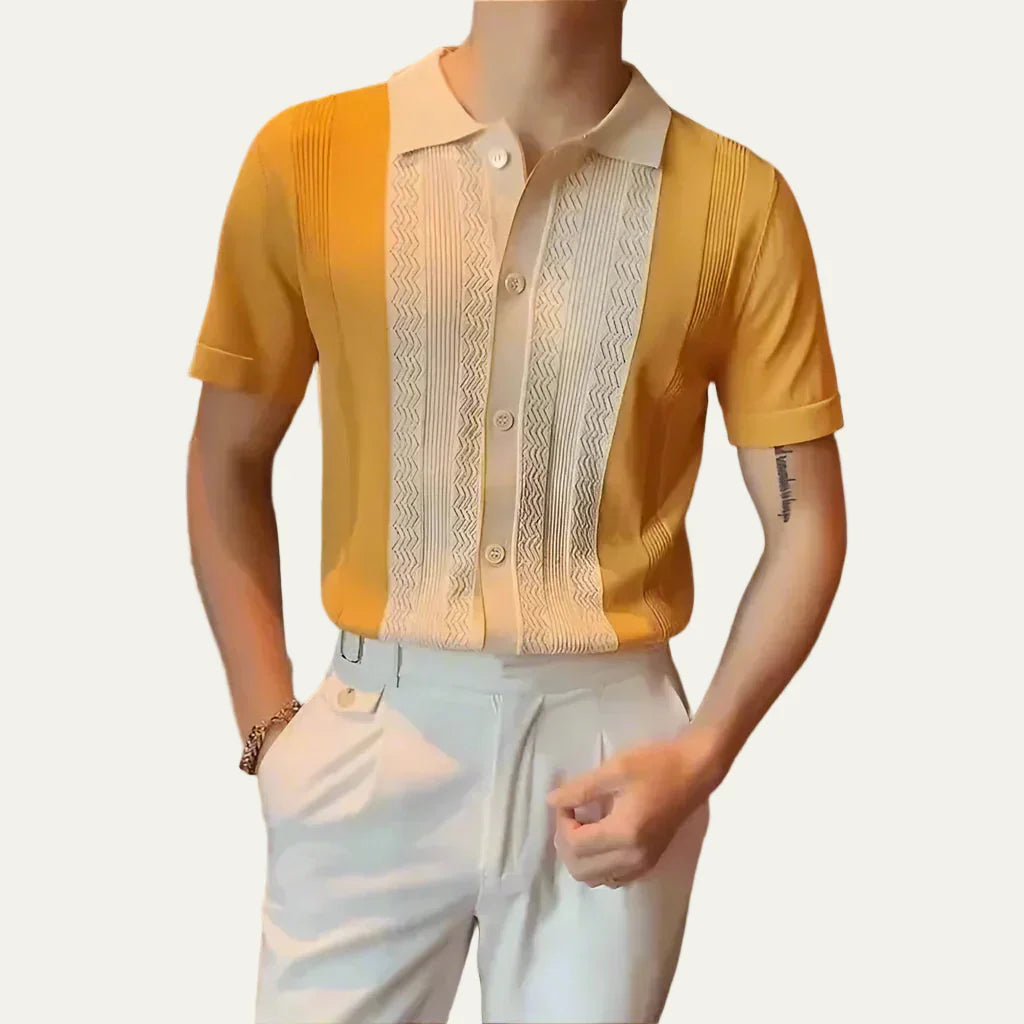 Classic Fit Polo Shirt with Patterned Front