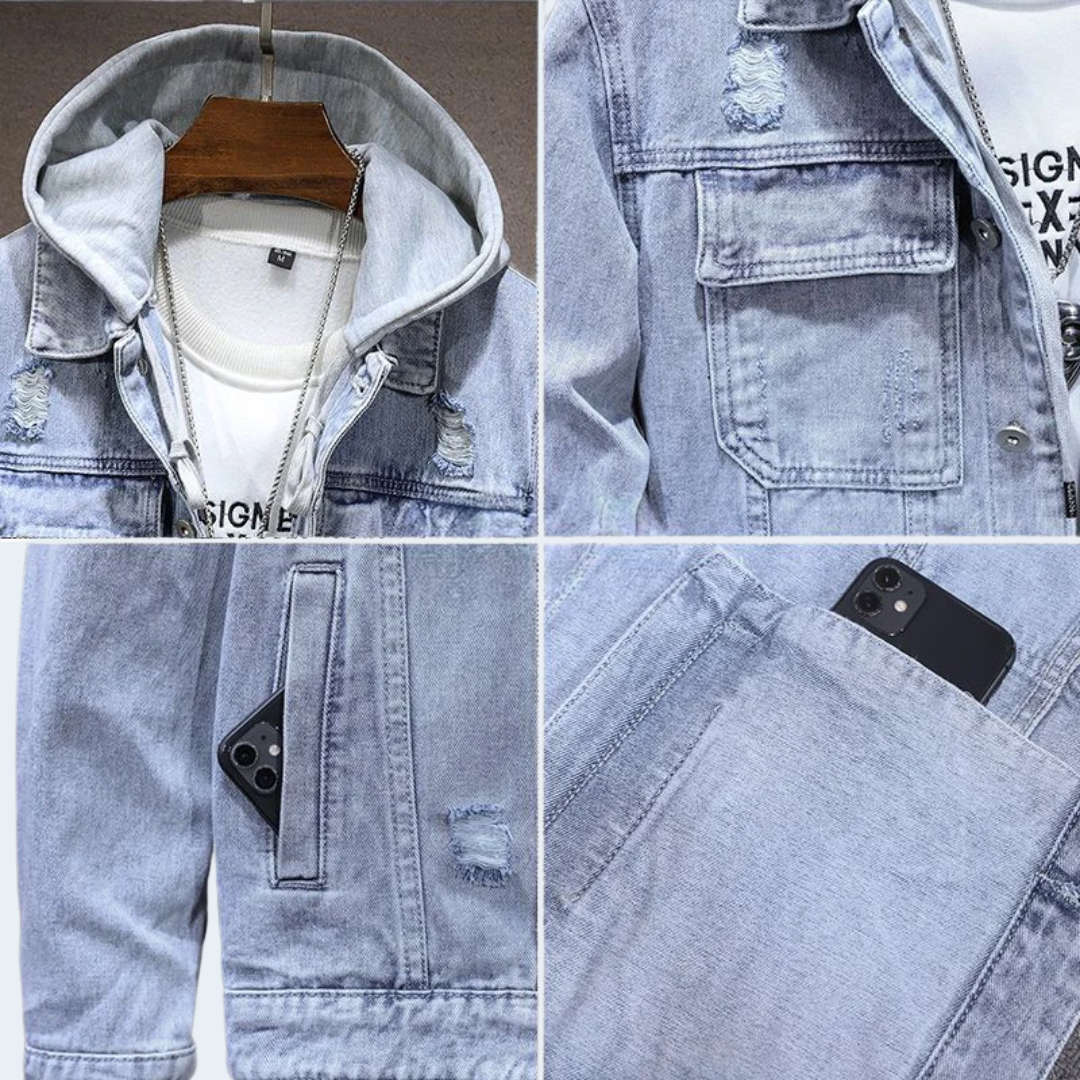 Classic Casual Denim Hooded Jacket