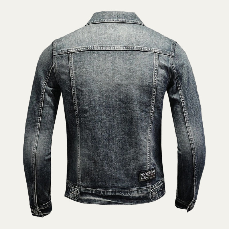 Ripped Vintage Style Denim Trucker Jacket for Men
