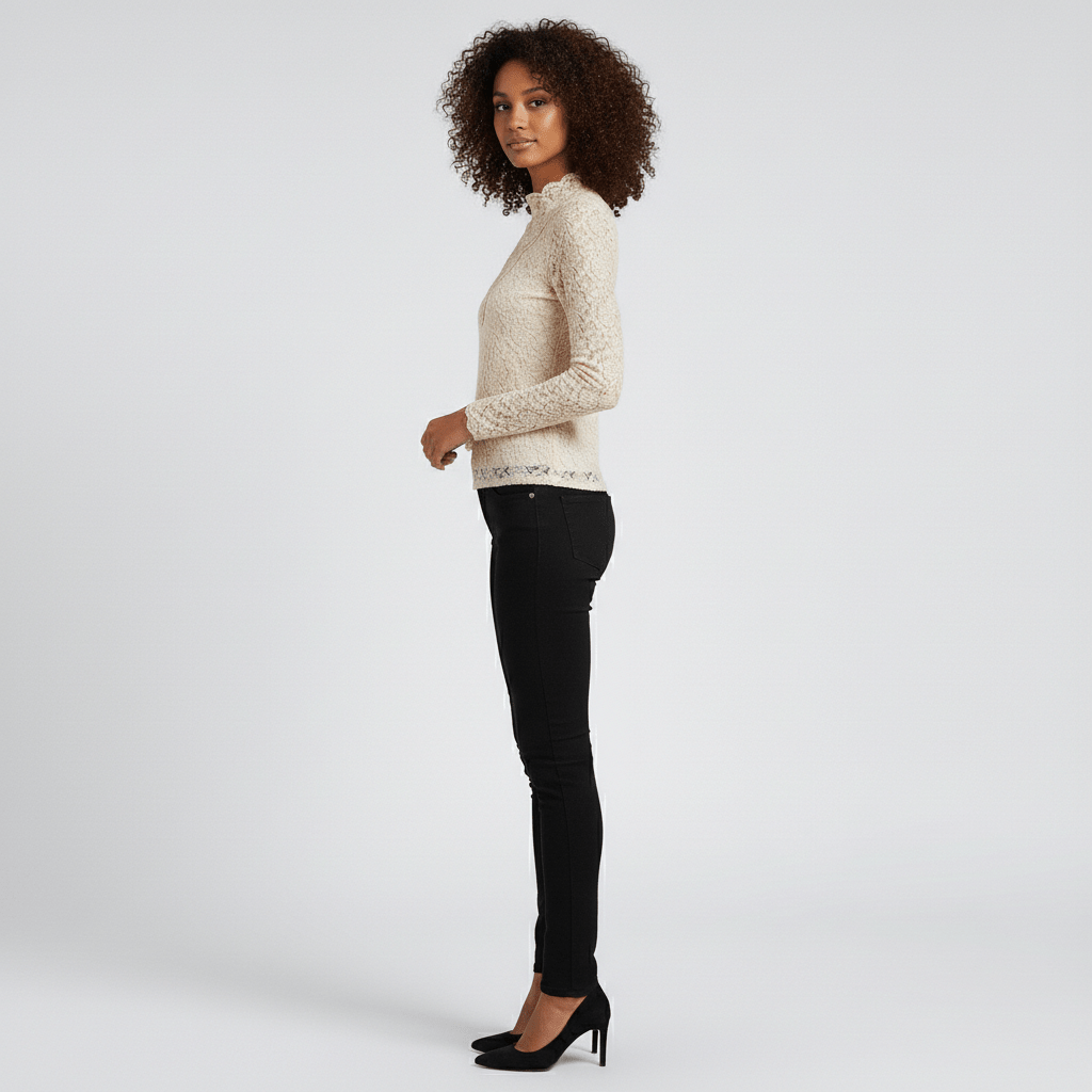 Chic Embroidered Lace High Neck Top