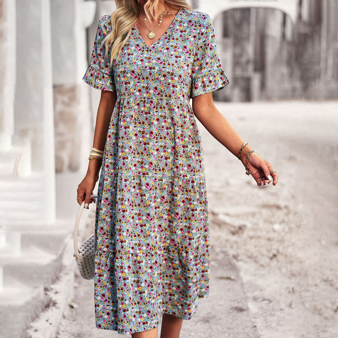 Beautiful Floral Knee Length Women's Dress