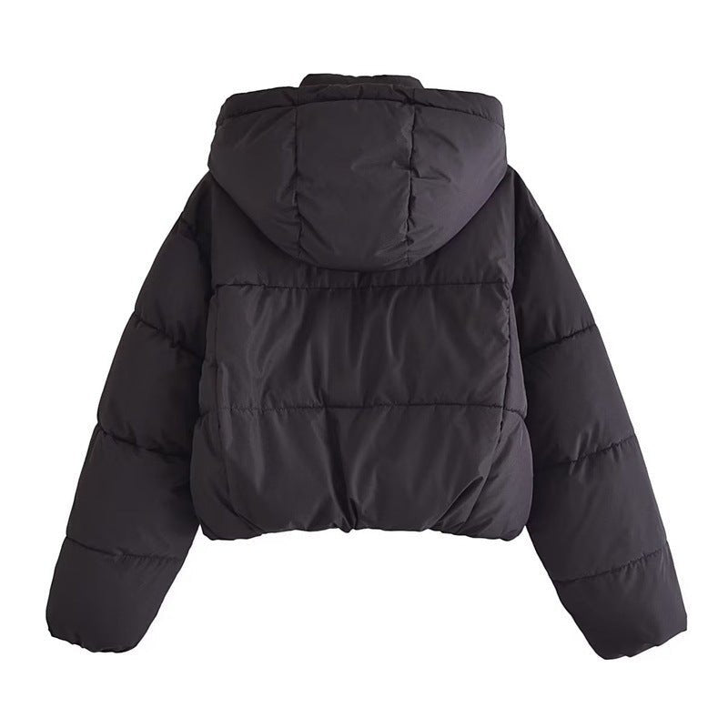 Warm Womens Short Parka Jacket with Fleece Hood