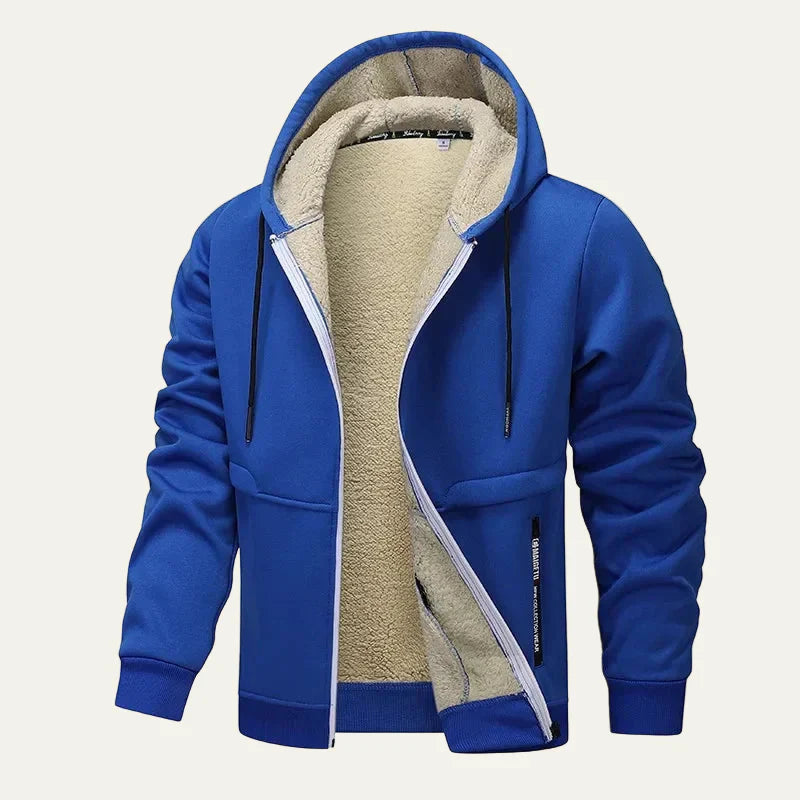 Warm Fleece Lined Men's Zip Up Hoodie