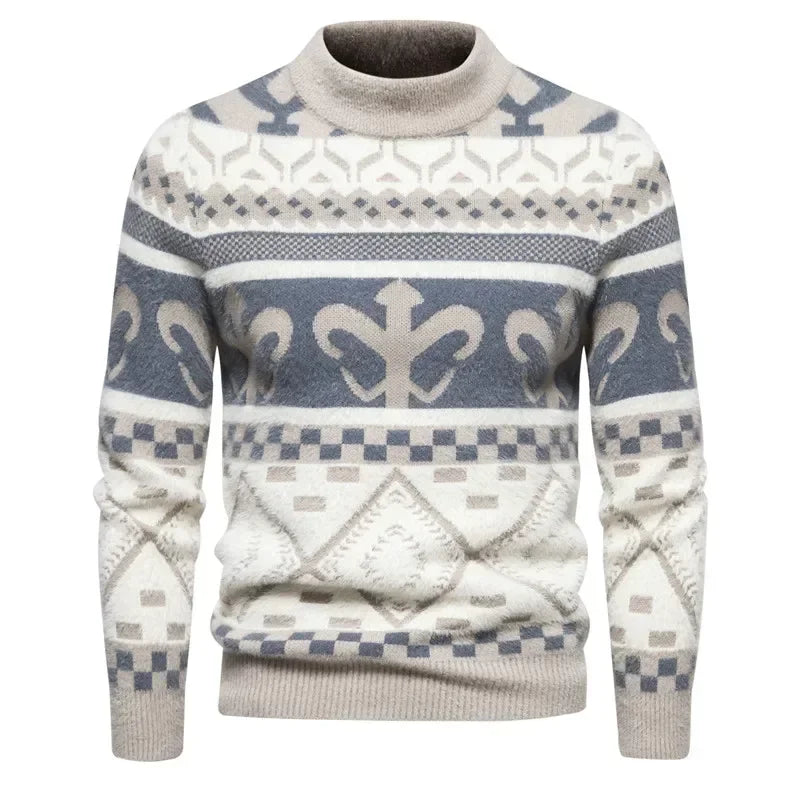 Faux Fur Crew Neck Men's Sweater