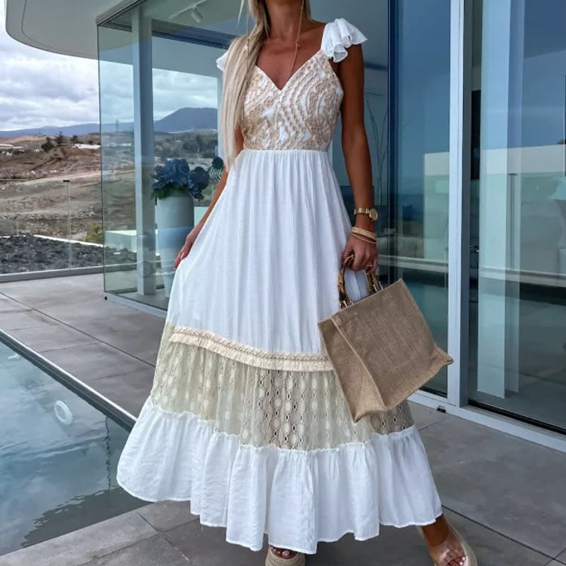 Elegant Casual Floor Length Dress - OutfitLondon