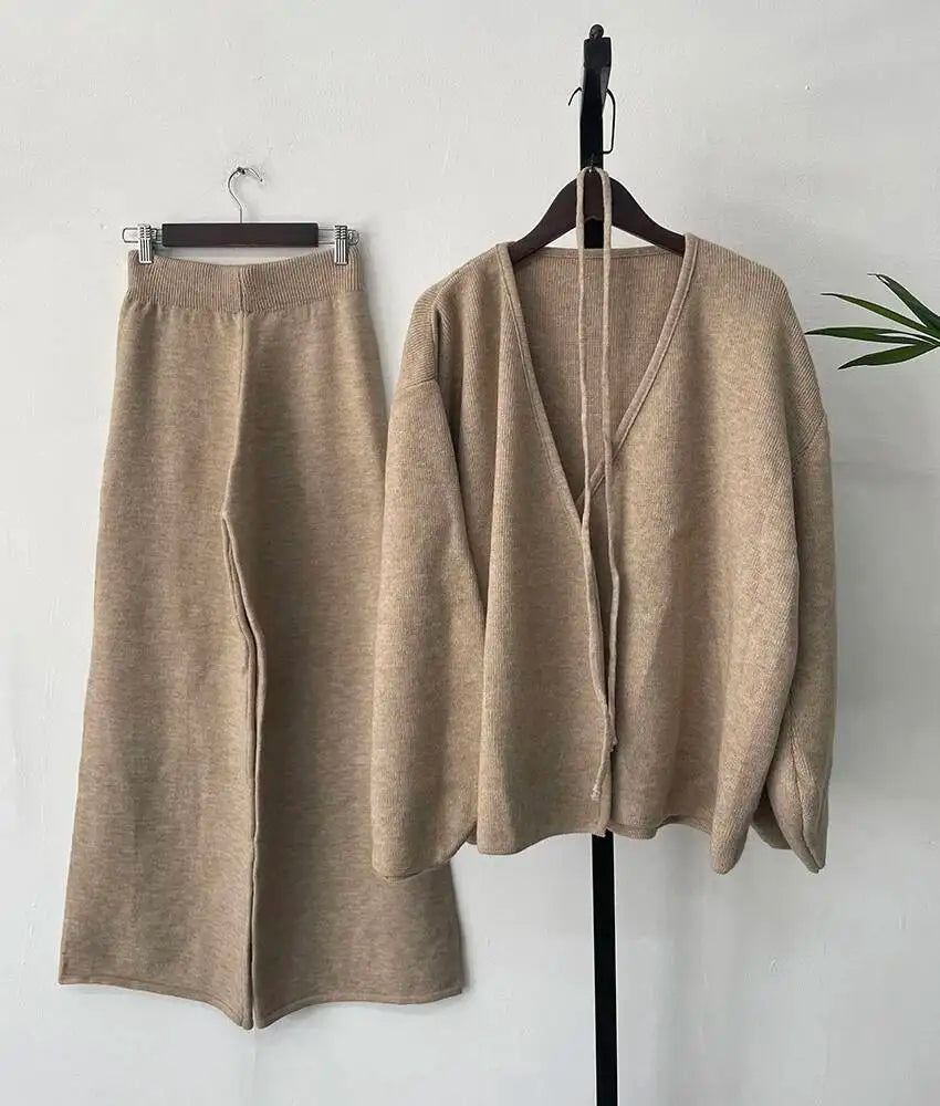 Soft Warm Knit Pants Suit Set