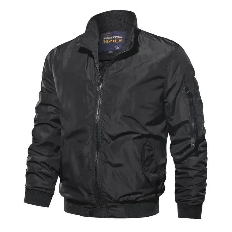 Slim Fit Leather Bomber Jacket