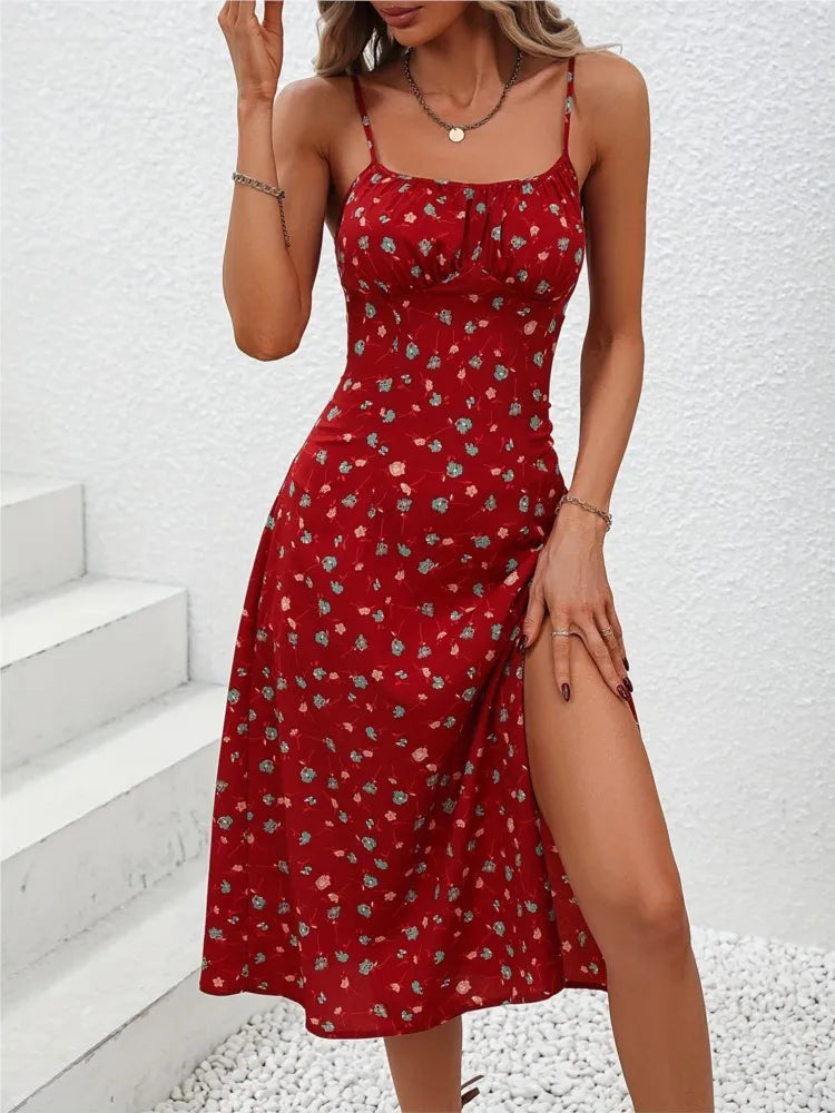 Simple Polka Dot Summer Dress with Thin Straps