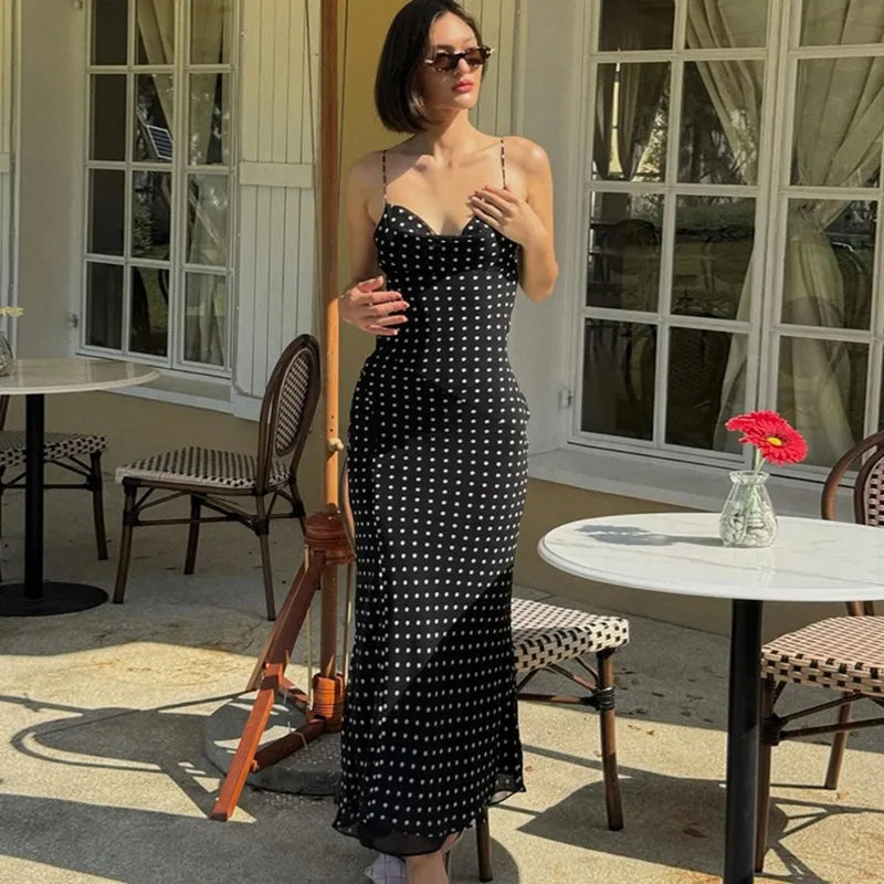 Chic Strapless Polka Dot Formal Gown - OutfitLondon