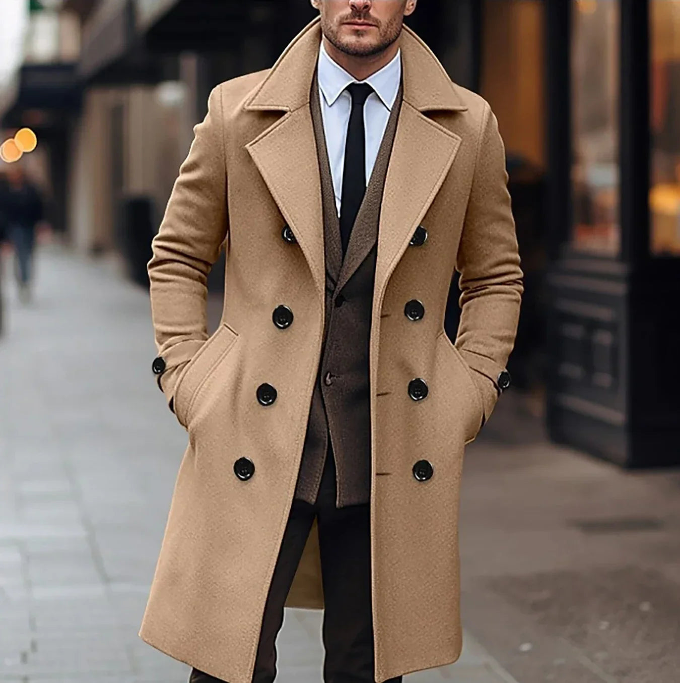 Classic Men's Double Breasted Overcoat