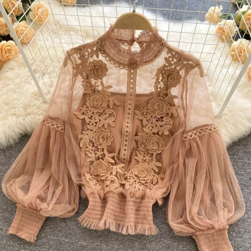 Beautiful Flower Print Ladies Blouse - OutfitLondon