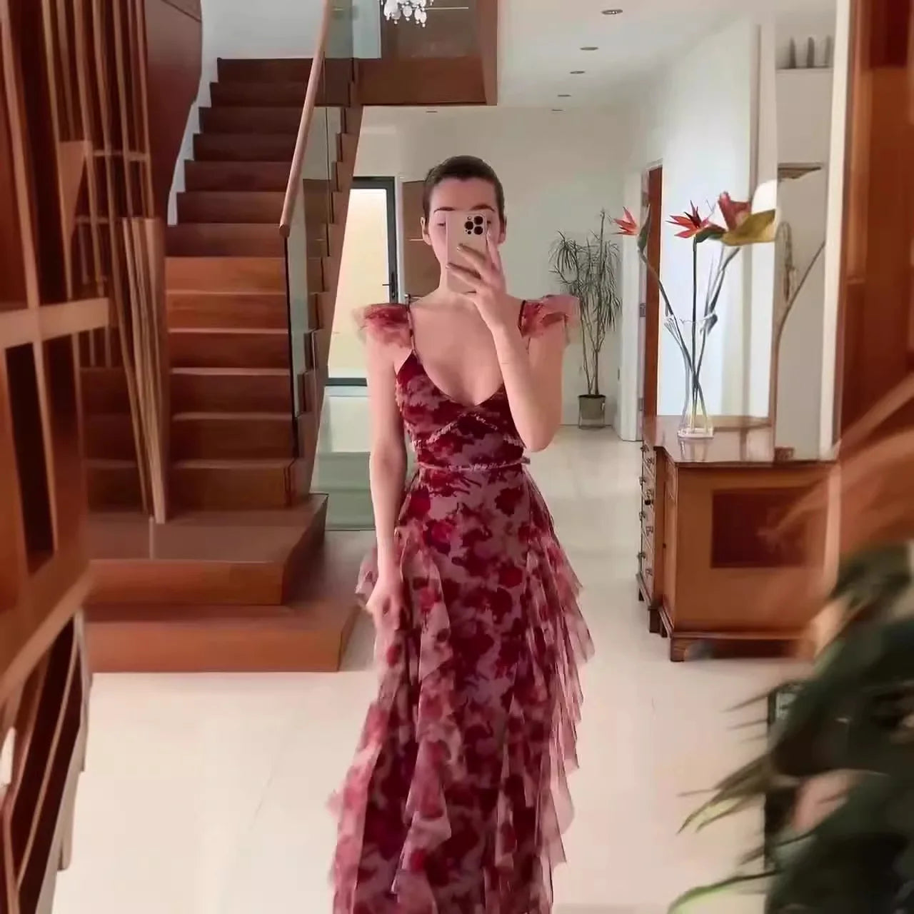 Beautiful Floral Long Evening Dress