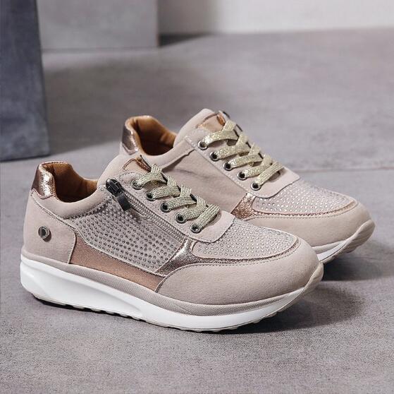 Comfortable Platform Sneakers with Zip and Silver Accents