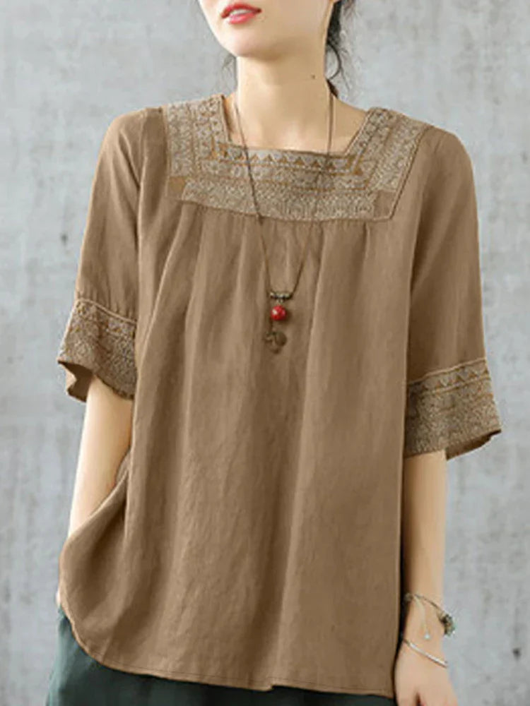 Classic Casual Embroidered Blouse