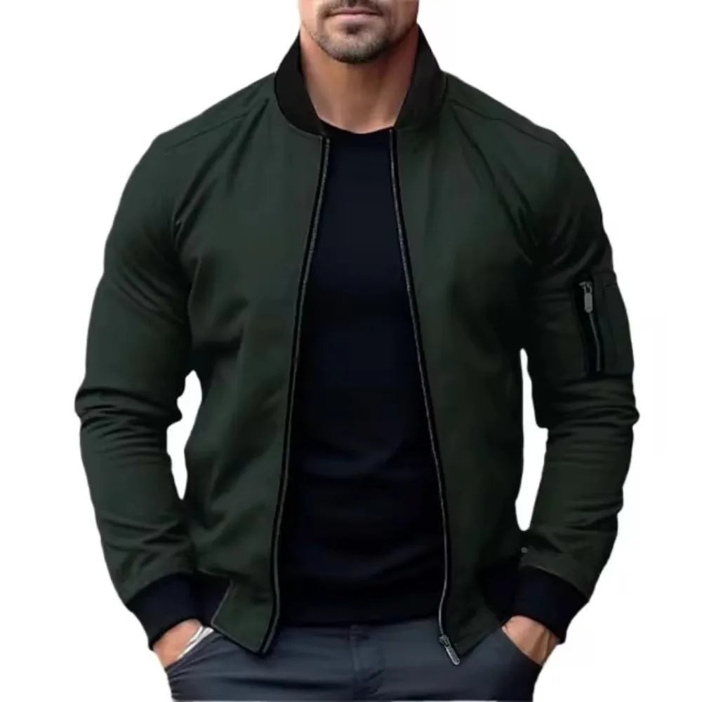 Maverick Men's Bomber Jacket Windproof Durable Zipper Black
