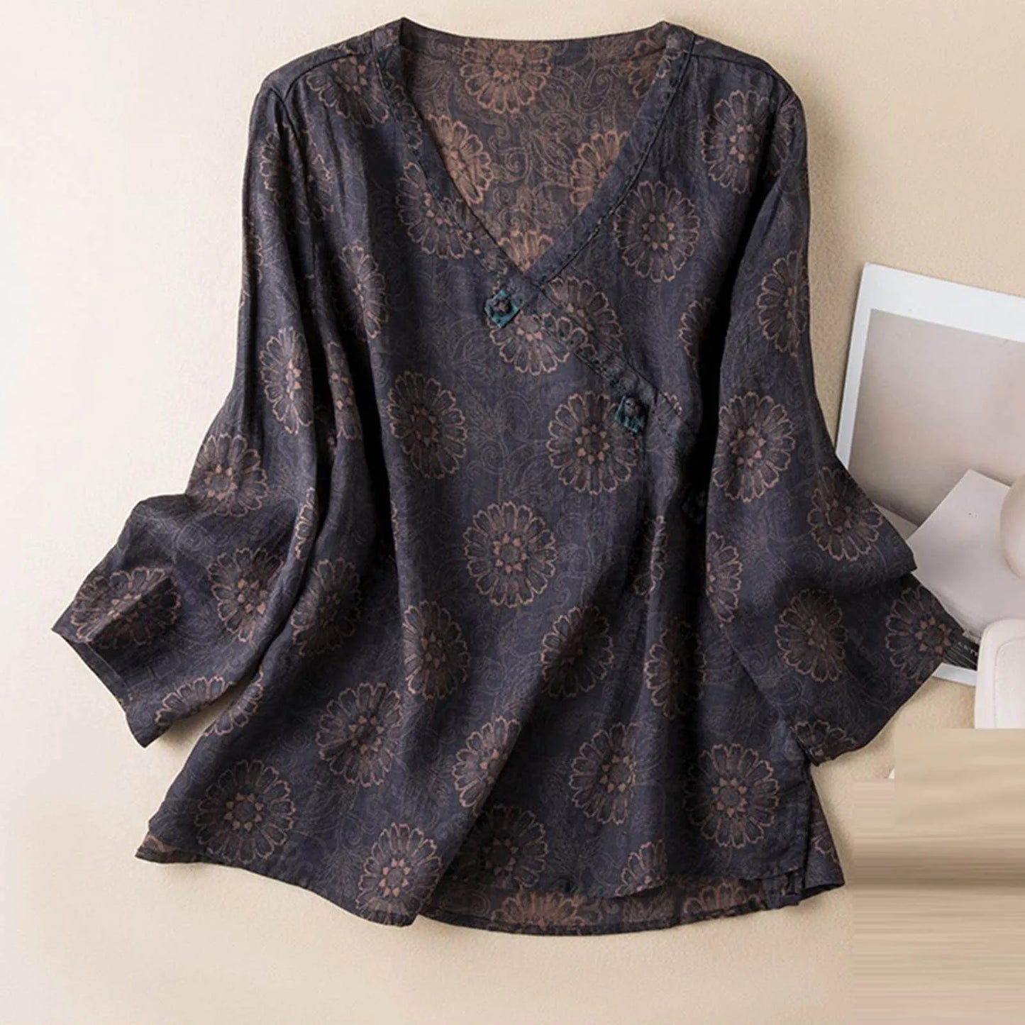 Casual V Neck Women's Long Sleeve Top