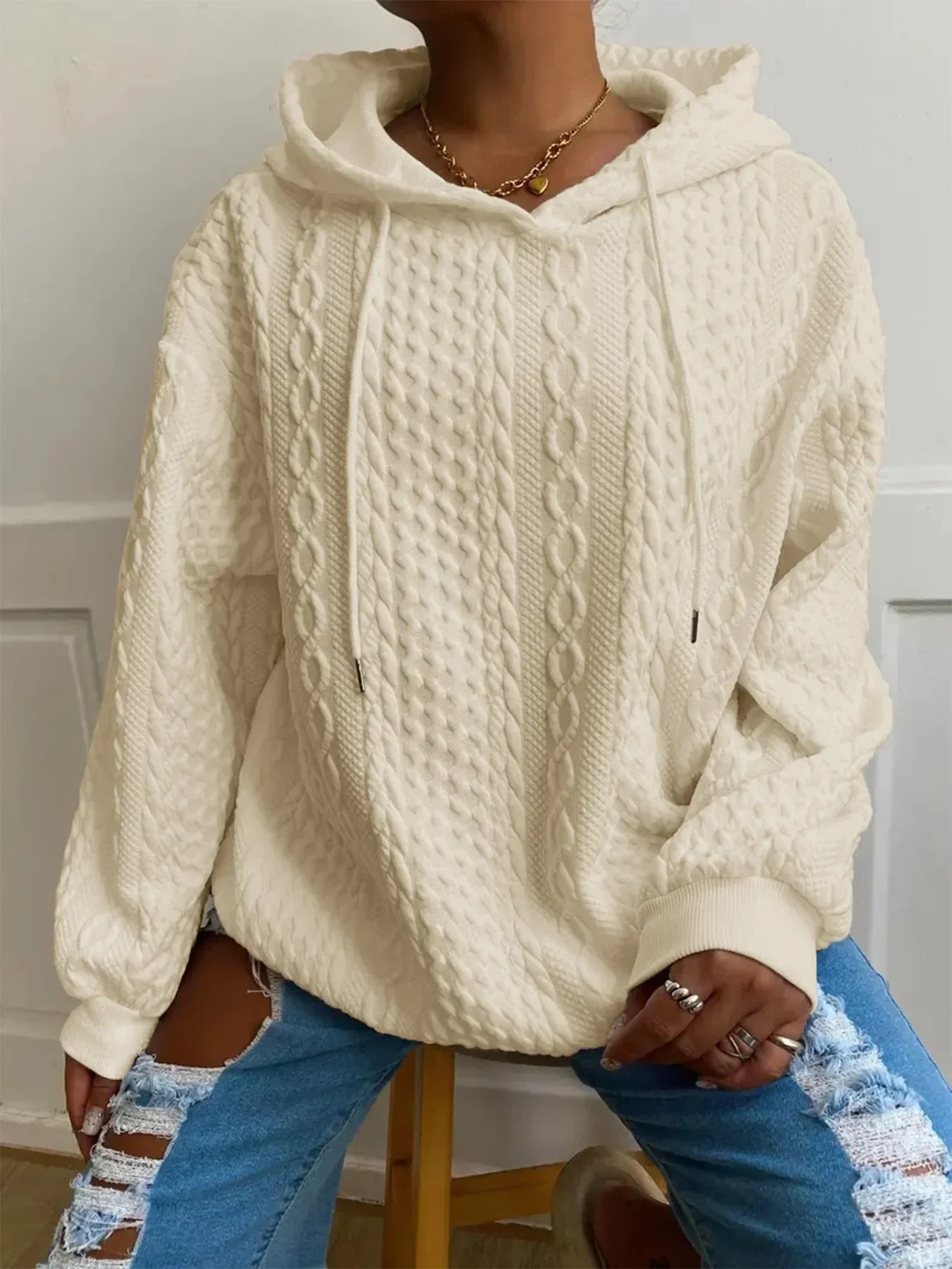 Warm Women's Long Sleeve Winter Hooded Sweatshirt