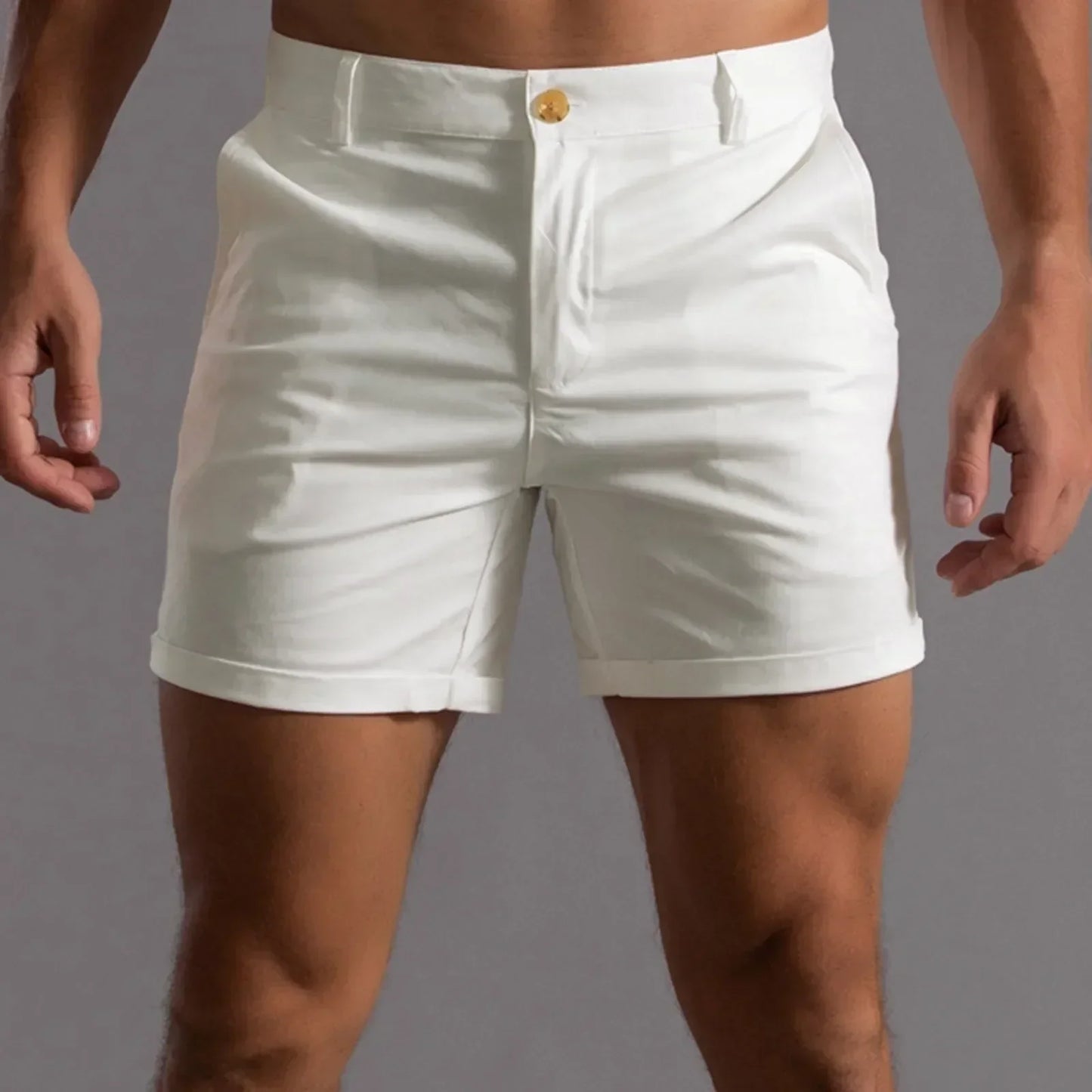 Mens 4 Way Stretch Mid Length Shorts Tailored Fit Semi Elastic