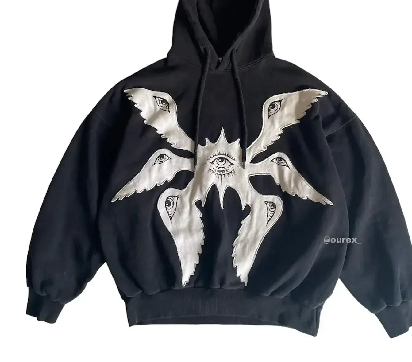 Men's Embroidered Hoodie Cotton Blend Soft Fleece Oversized - OutfitLondon