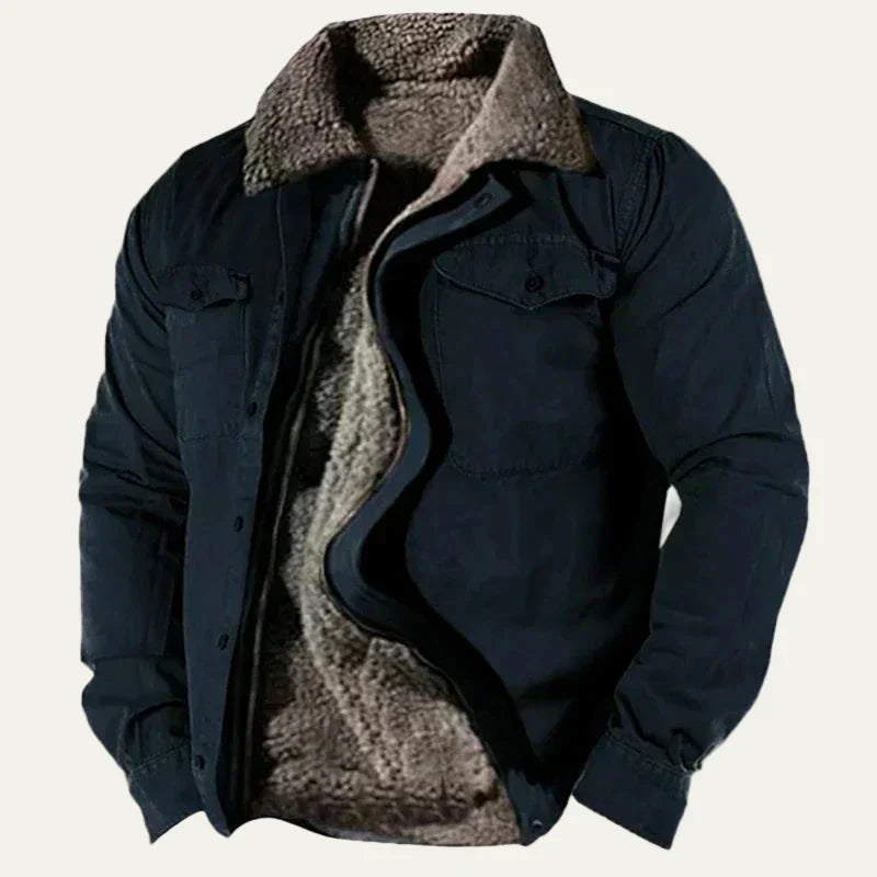Men's Parka Coat with Synthetic Fur Trim