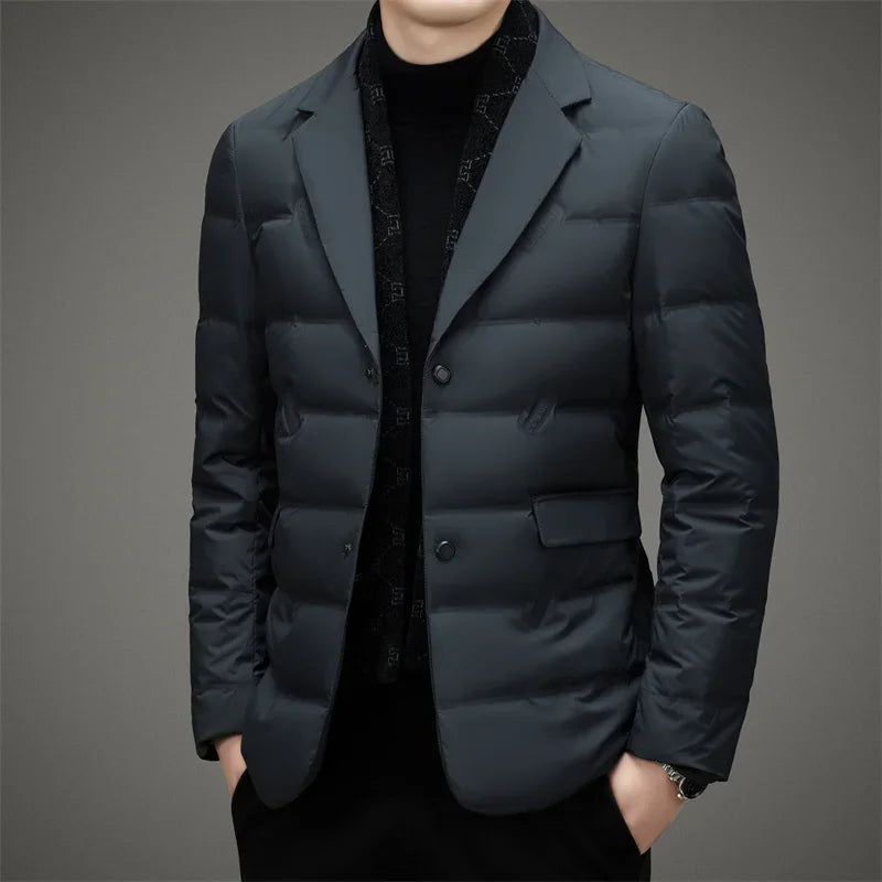 Men's Quilted Down Suit Lightweight Duck Down Insulated Slim Fit