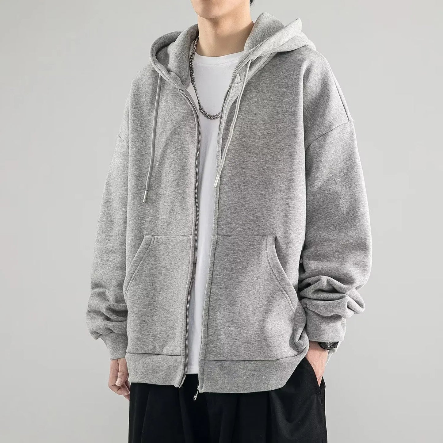 Casual Loose Fit Men's Zip Hoodie Sweatshirt